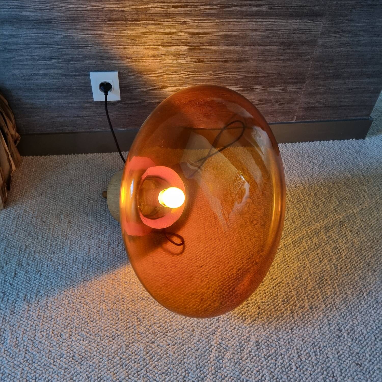 Brokis Muffins Design Lamp, large model 60cm, amber glass, solid wood