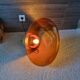 Brokis Muffins Design Lamp, large model 60cm, amber glass, solid wood
