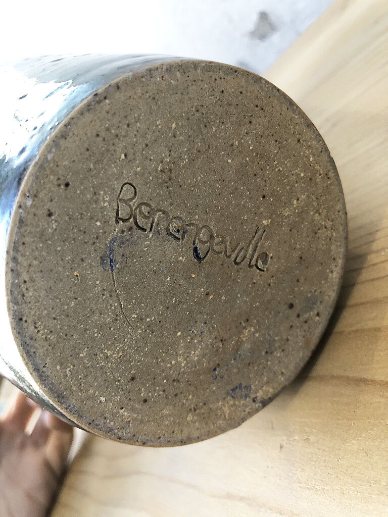 Blue duck speckled ceramic vase