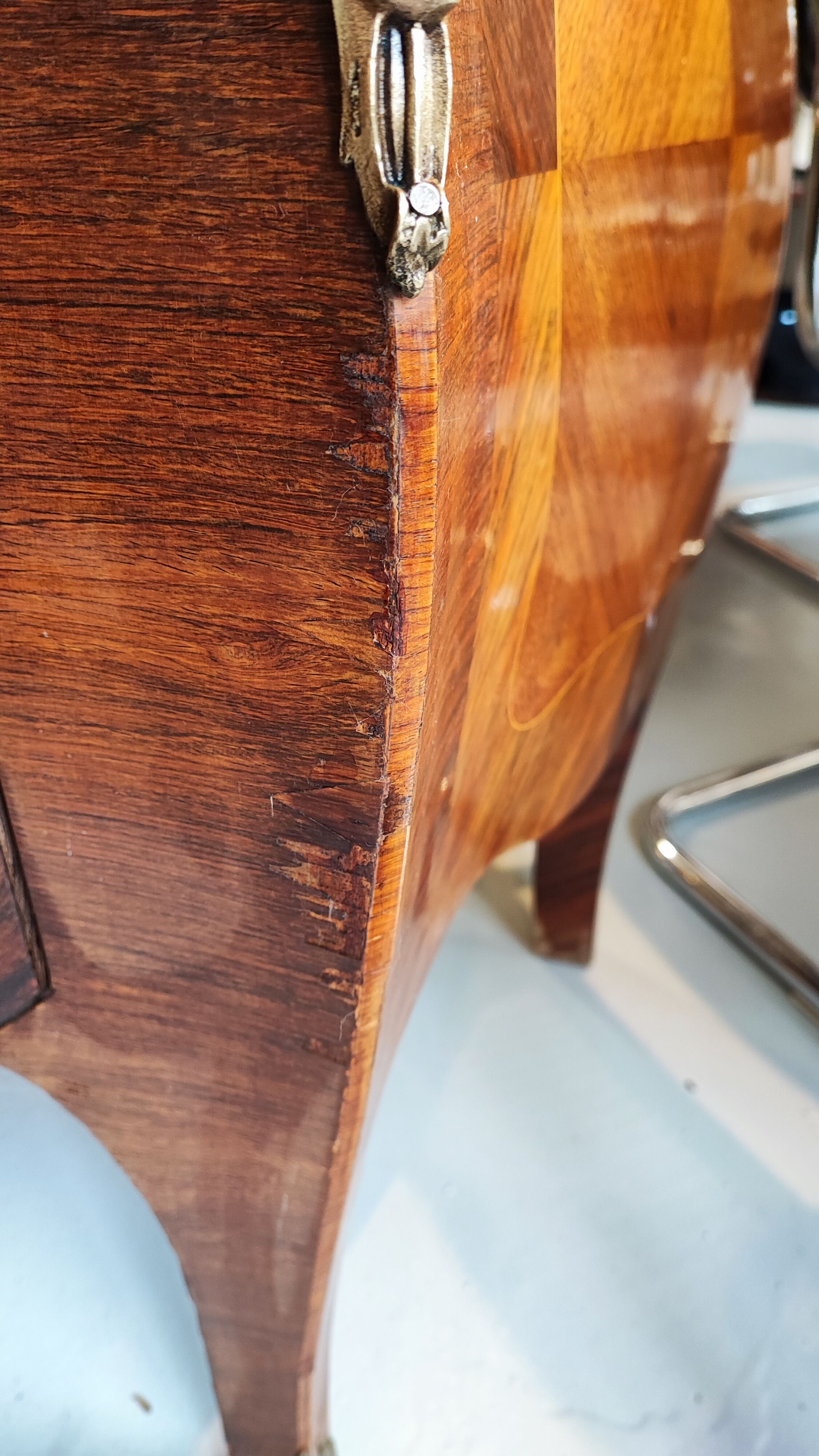 Louis XV dresser curved brown marble and bronze 1900