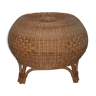 Pouf in osier and rattan from the 70s