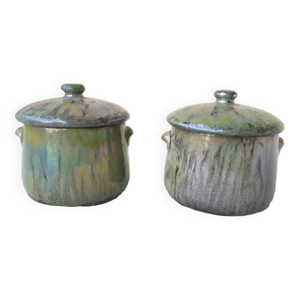 2 Cytère covered stoneware pots