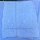Monogrammed linen sheet JB