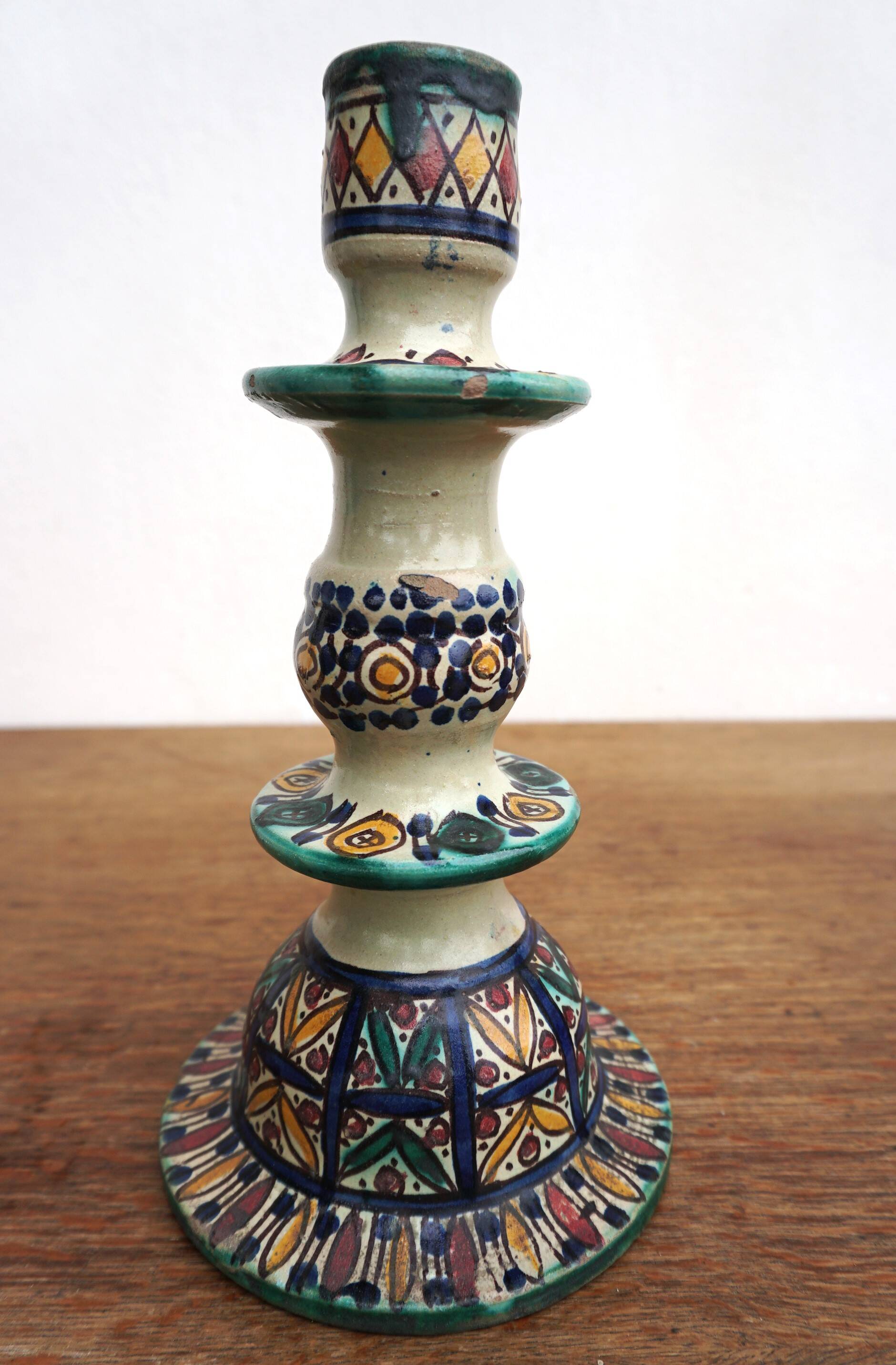 Moroccan handicraft ceramic candle holder, pot and vase set