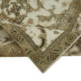 Handmade oriental unique 1980s 280 cm x 385 cm beige wool carpet