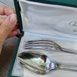 Christofle fork and spoon set in silver metal