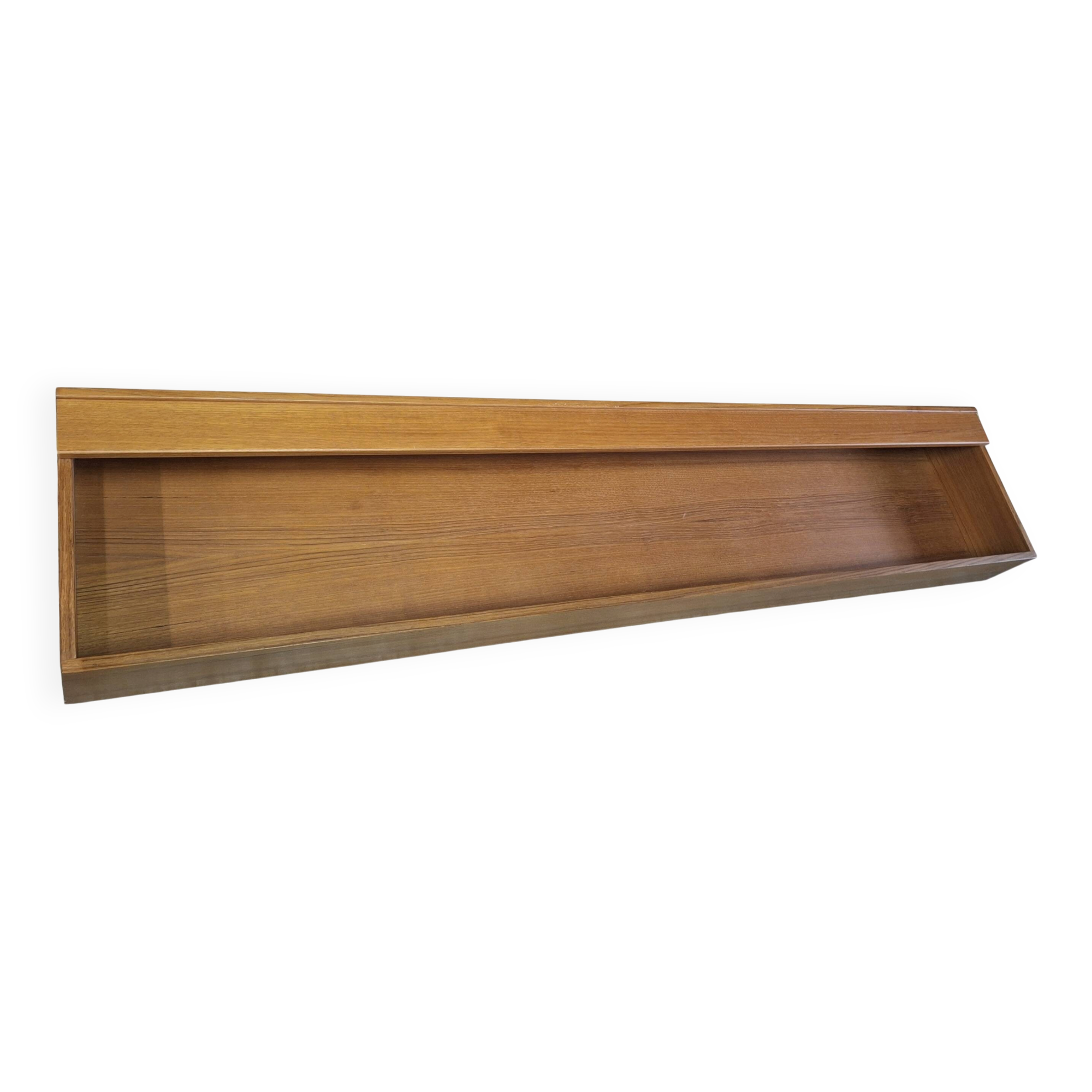 Floating long wall shelf / sideboard in teak, Denmark 1960s