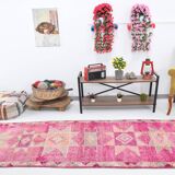 Pink Orange Turkish Runner Rug 100x302Cm