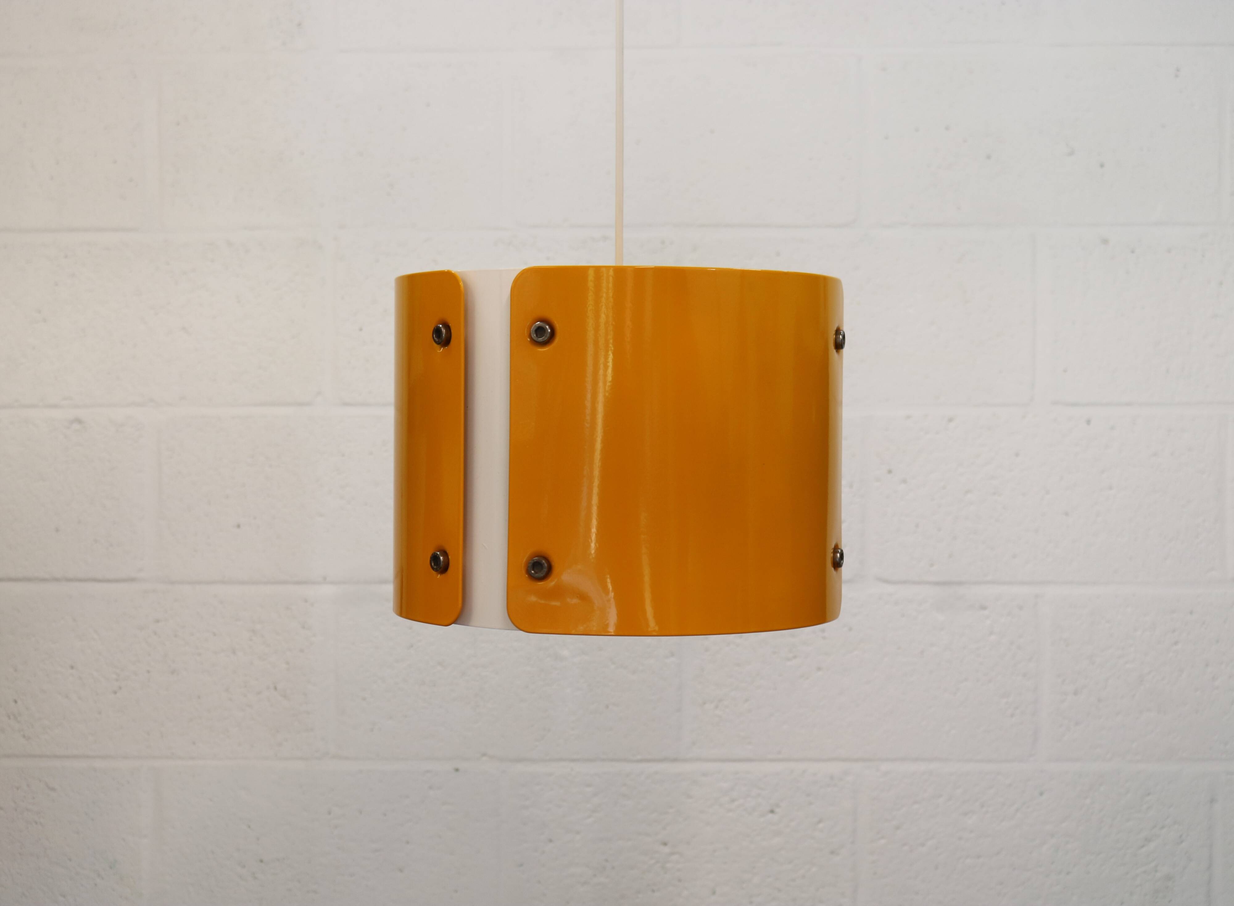 Modern Danish Pendant Lamp: Dark Yellow Metal, 1990s Design