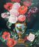 Tableau HST "Bouquet de fleurs sur entablement" signé fin XIX° siècle