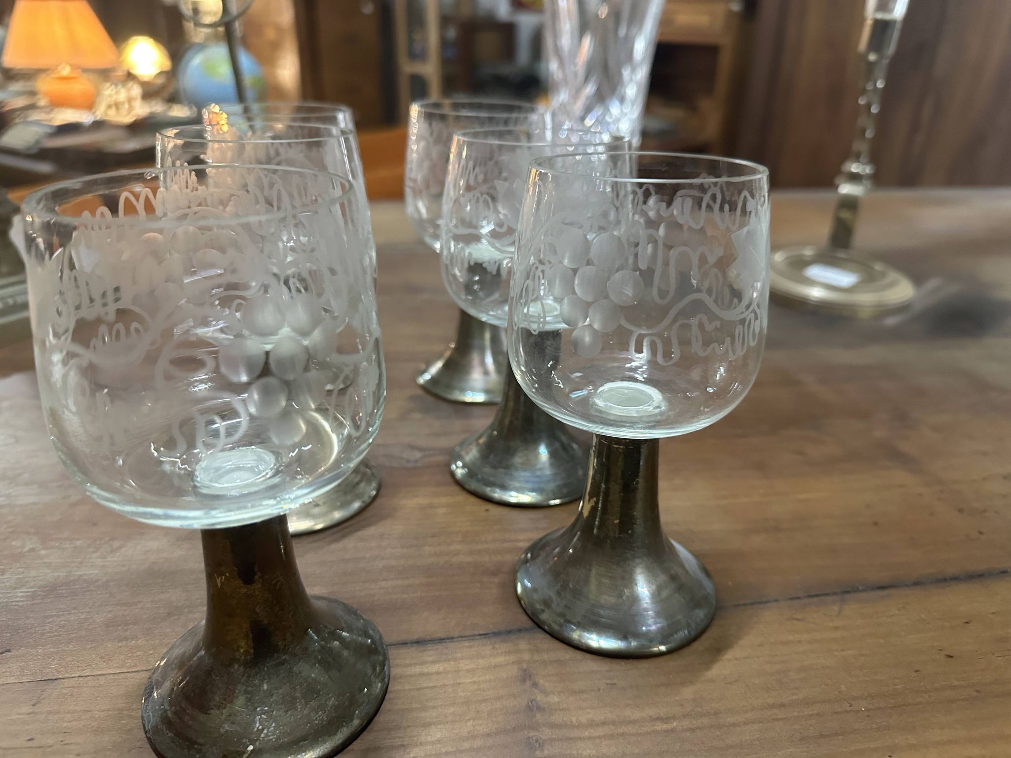 6 verres en métal argénté