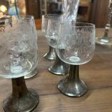 6 verres en métal argénté