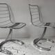 Set of 4 vintage chairs, chromed metal, France 1970