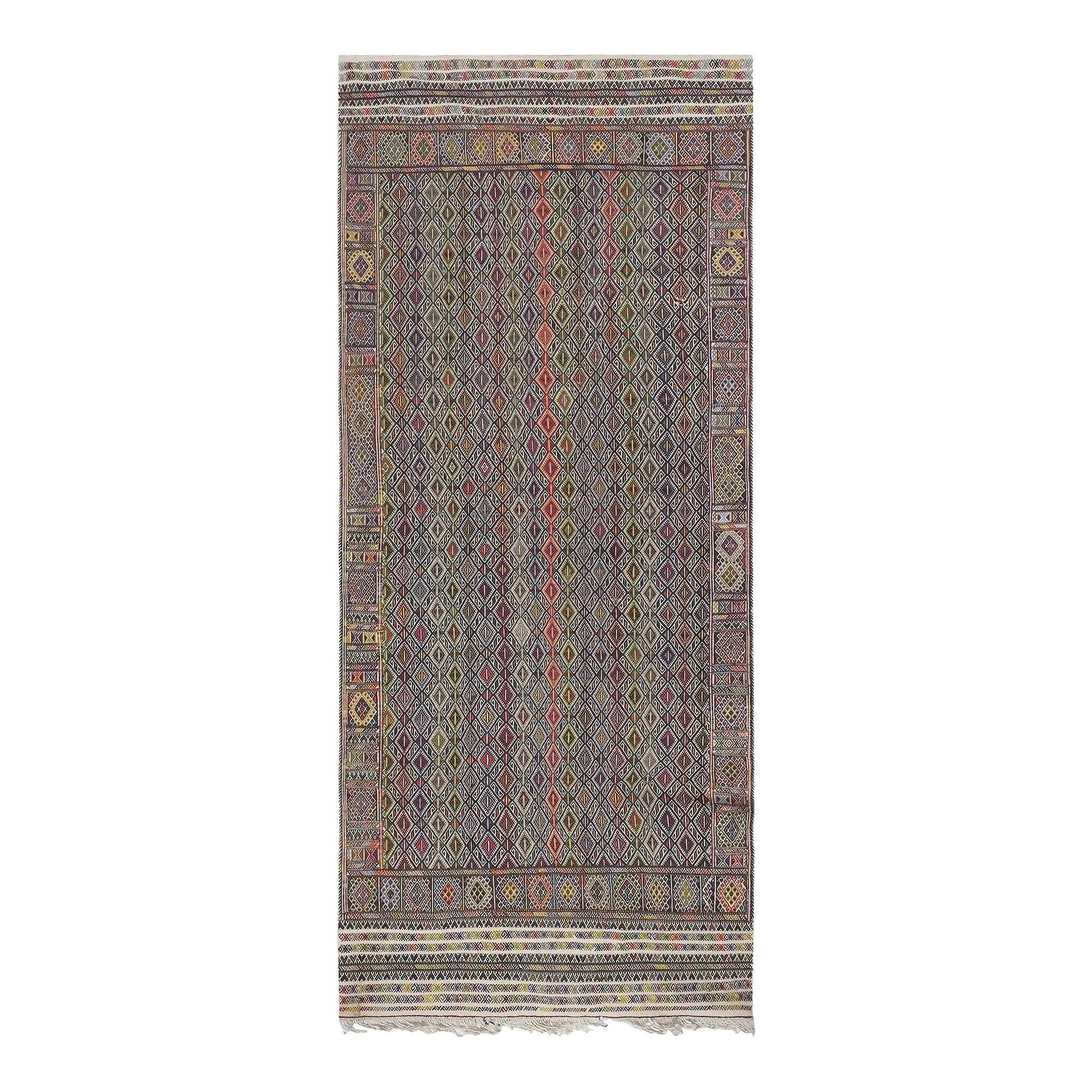 Vintage Turkish kilim handwoven 155x362 cm