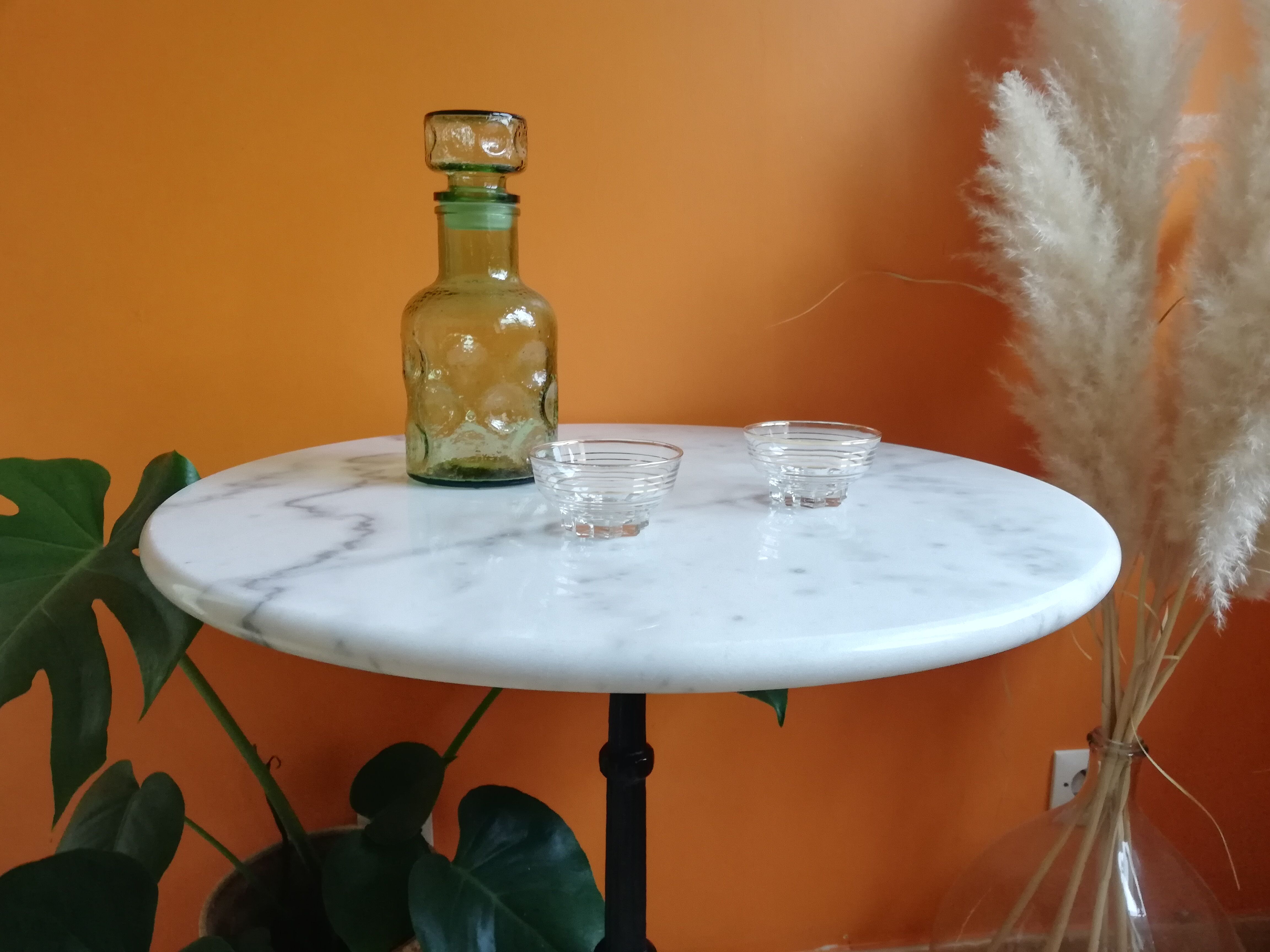 Marble and cast iron bistro table
