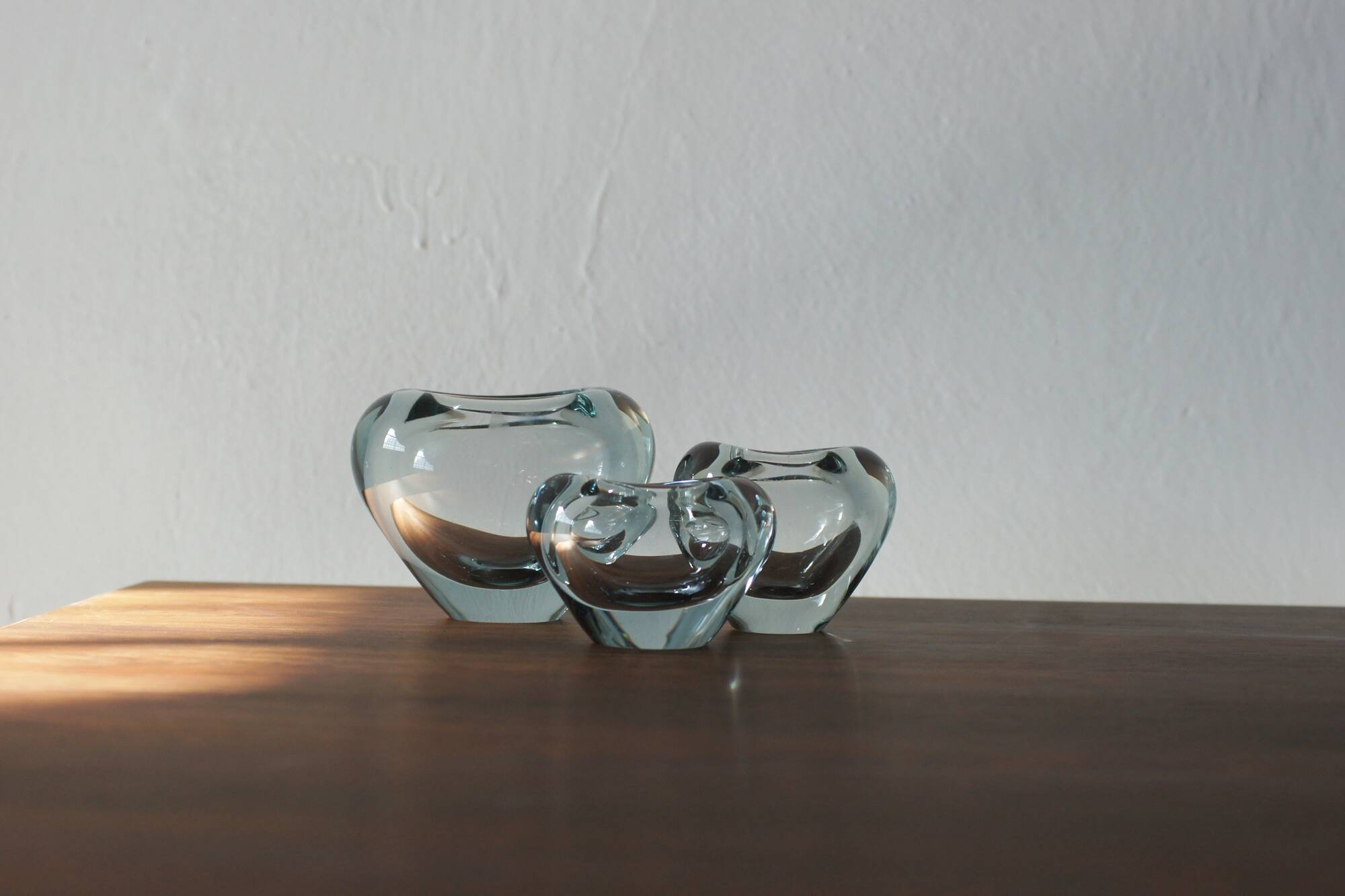 Blue Heart Vases by Per Lütken for Holmegaard, Denmark, Set of 3
