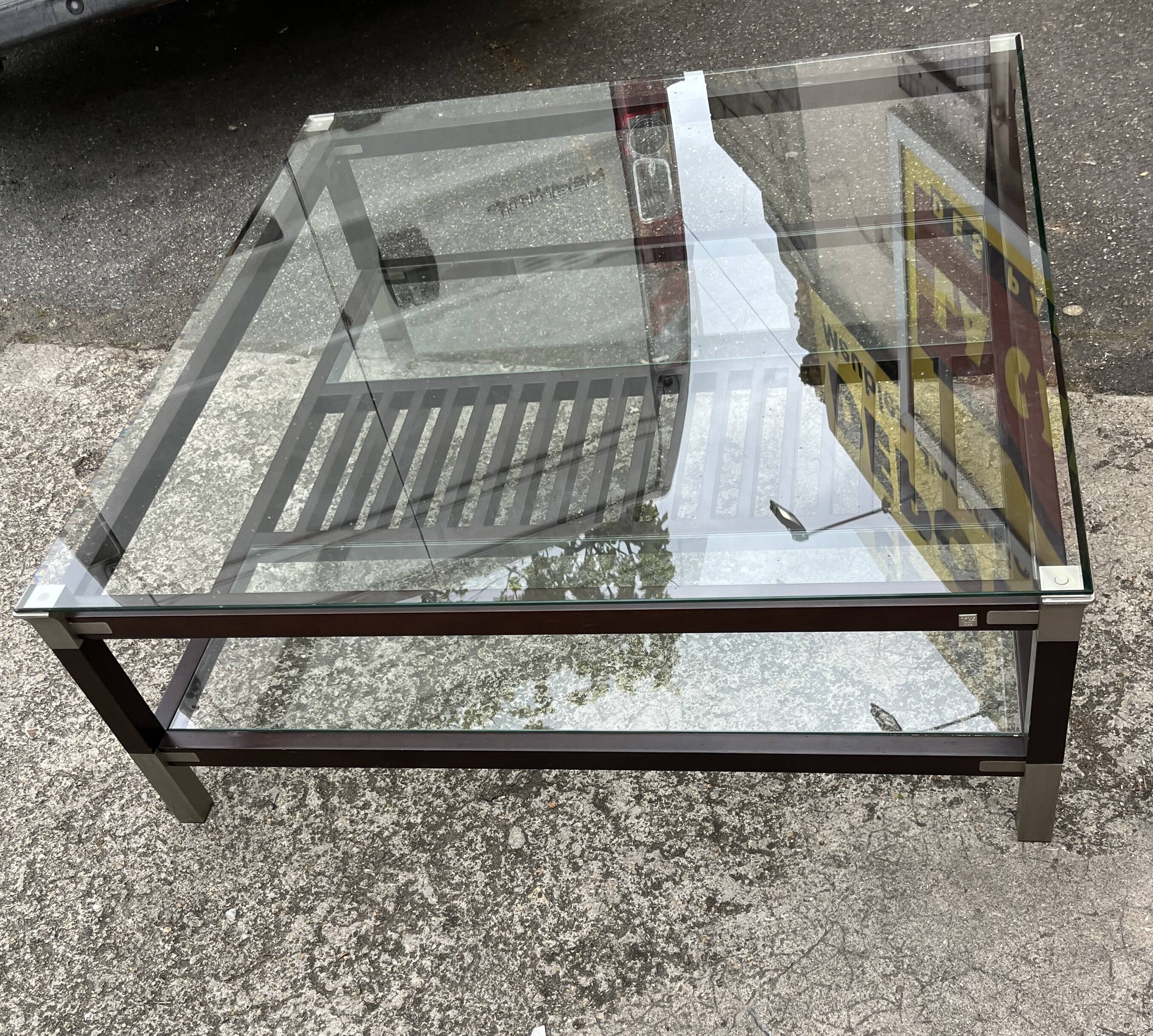 Glass coffee table by Pierre Vandal