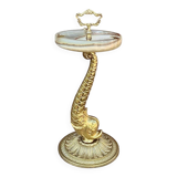 Antique fish ashtray on foot in gilded brass and onyx (4.464 kg)