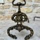 Pair of 19th-century brass lion andirons