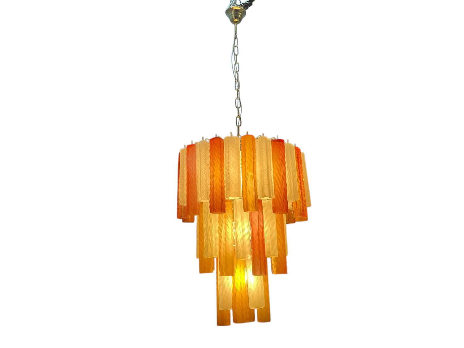 Large Multicolored Murano Glass Tube Chandelier, 1980s