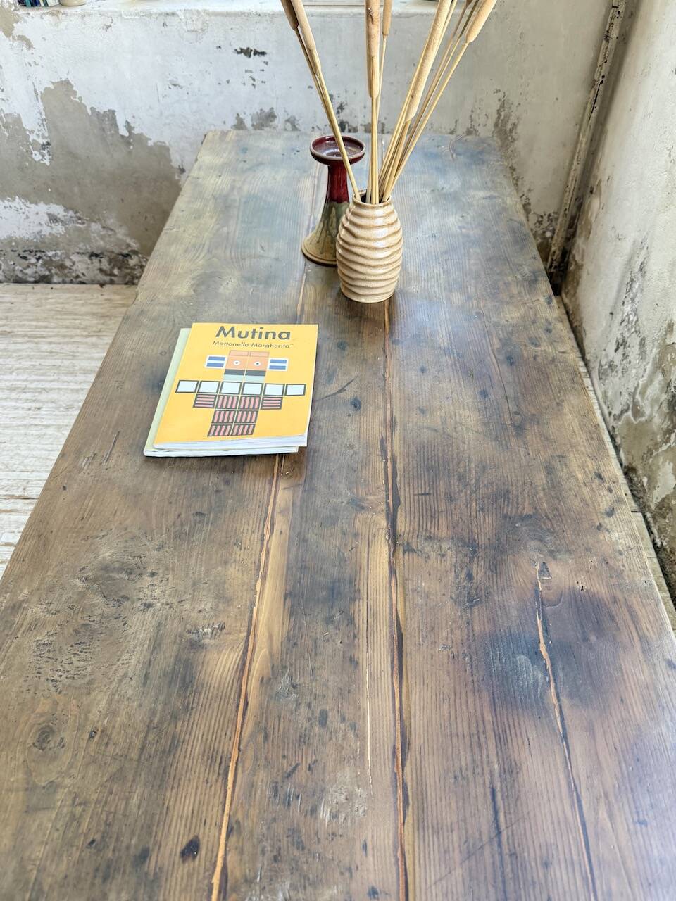 1950s oak farmhouse table with spindle legs