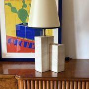 Mid-century modern travertine table lamp, Nucleo Sormani Italy 1960s