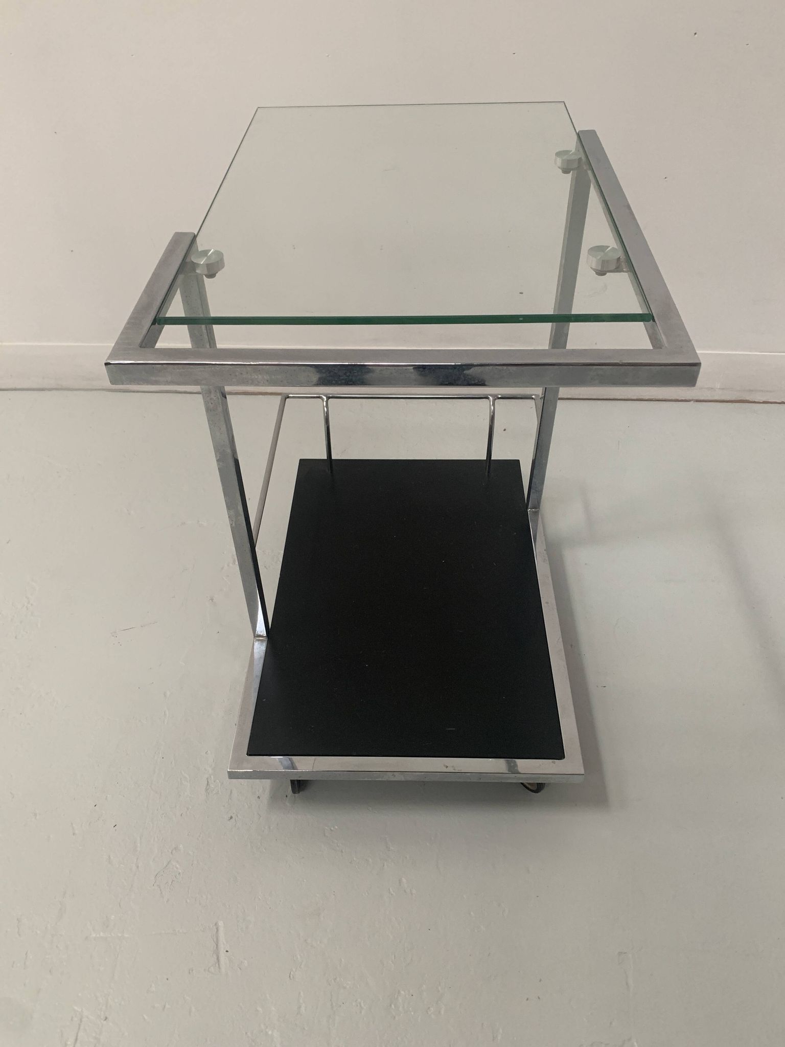 20th century chrome metal rolling serving table