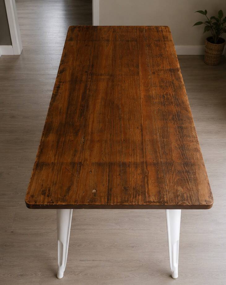 Industrial wood-effect table – 120 x 60 cm