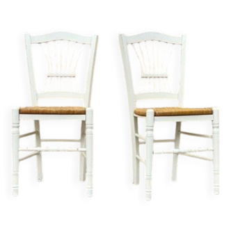 Pair of Vintage WHITE Straw CHAIRS