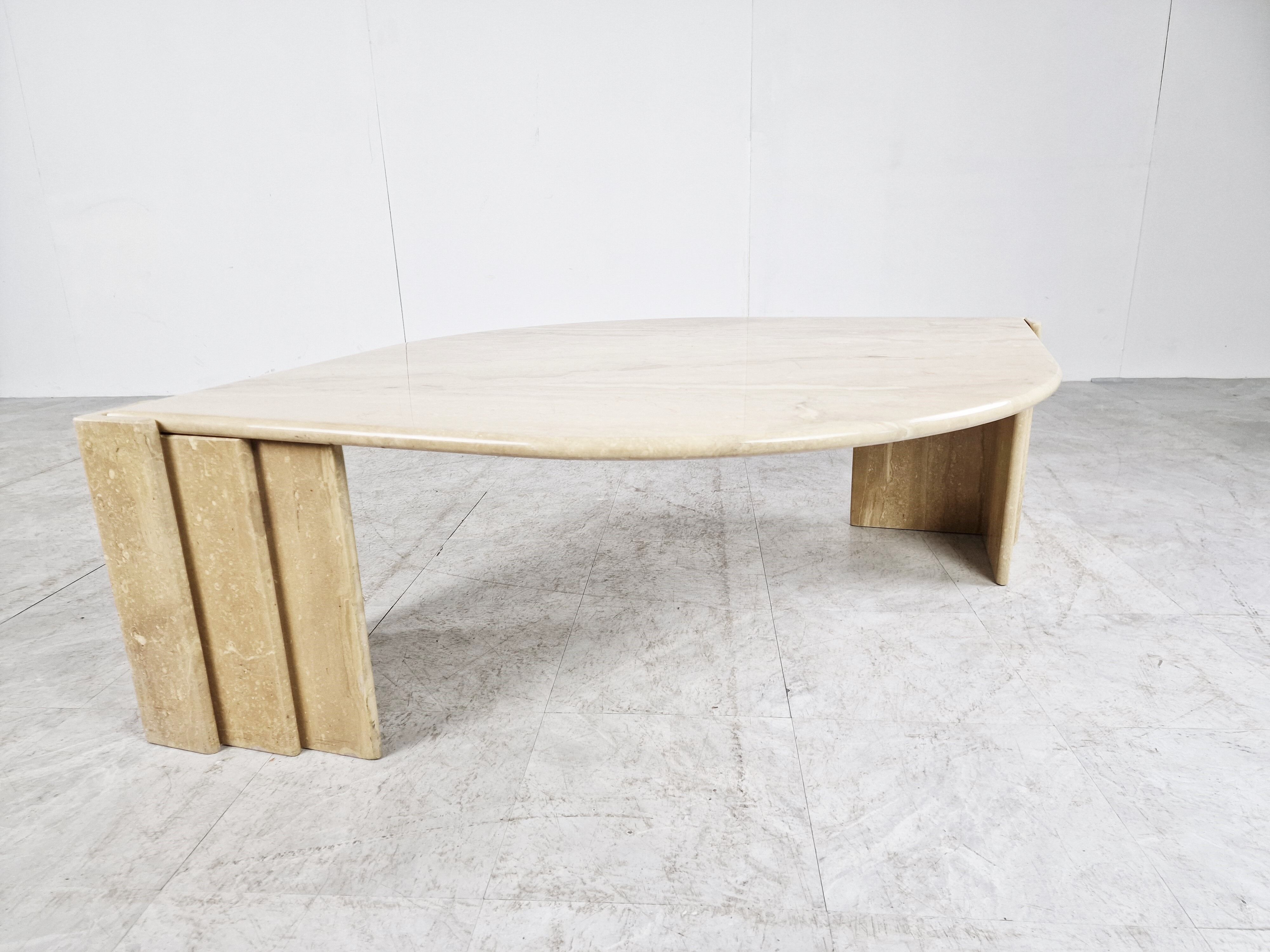 Vintage travertine coffee table, 1970s