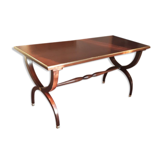 Table basse style directoire pieds curule en acajou