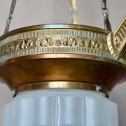 Art Deco lustre in brass and frosted pressed glass from the 1930s.
