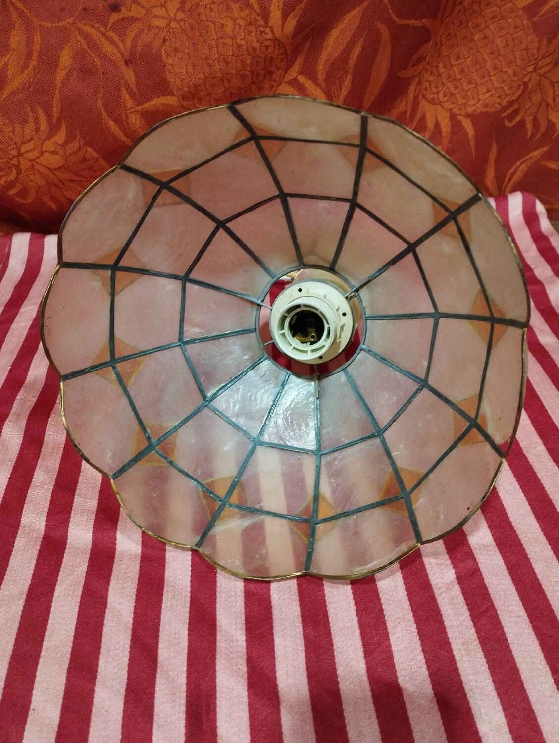Mother-of-pearl and brass chandelier lampshade