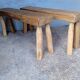 Paire 2 bancs / tabourets bois massif patiné