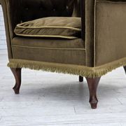 1950s, Scandinavian armchair, green furniture velour, ash wood.