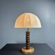 Midcentury brutalist wood turned mushroom table lamp, Charles Dudouyt style