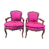 Pair of Louis XV style convertible armchairs