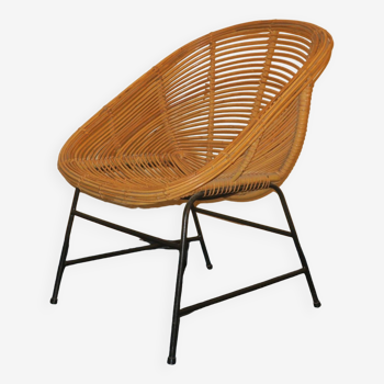 Chaise vintage en bambou et en fer, 1960
