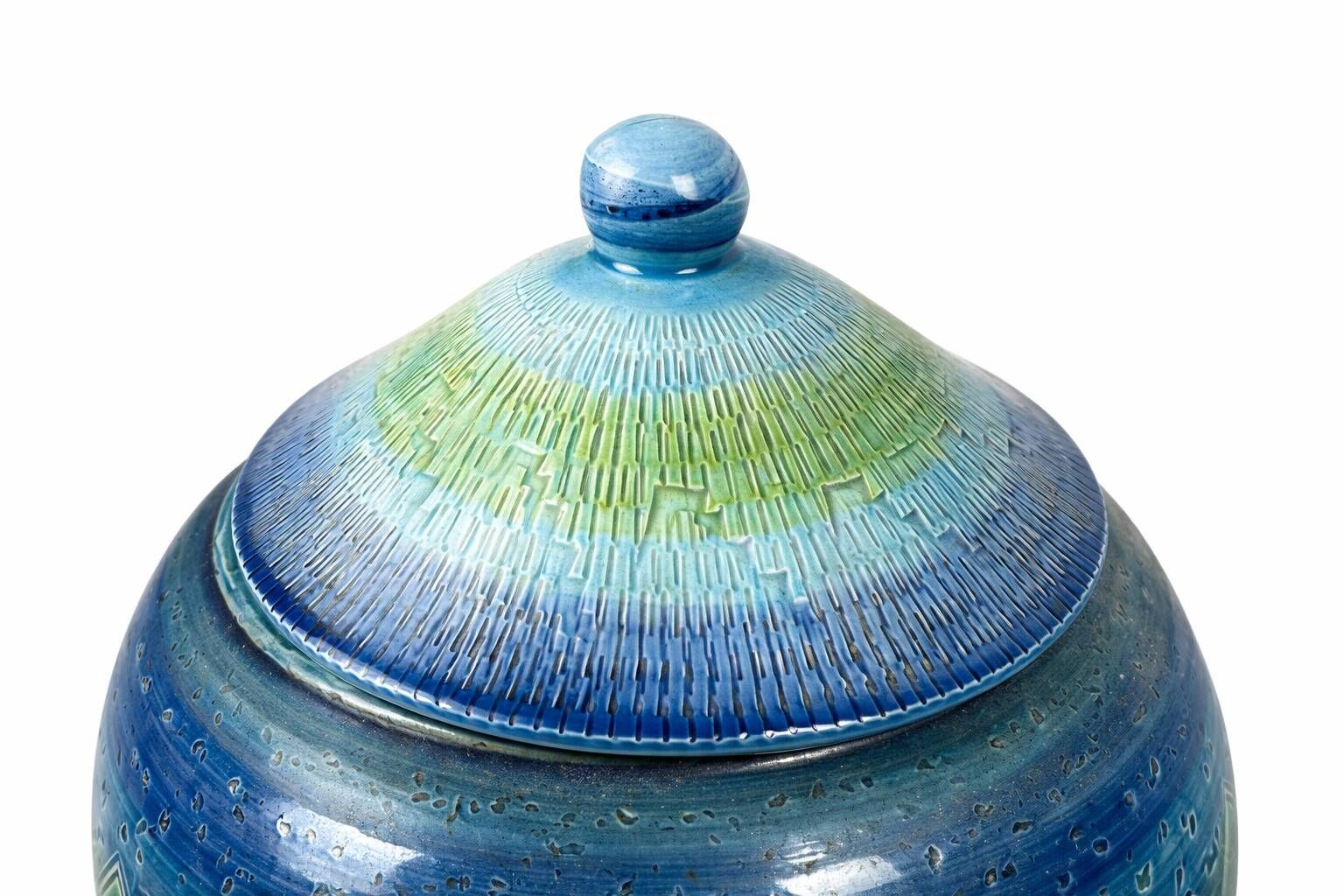 Covered vase Londi for Bitossi, Rimini Blue, ceramic, Italy, 1960