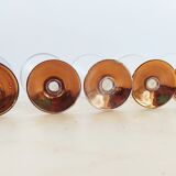 Series of 5 small glasses with golden foot