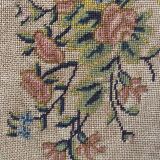 Wooden and embroidered fabric fireplace screen