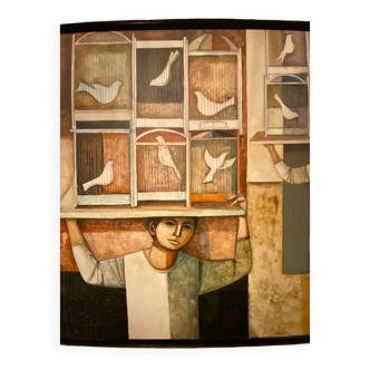 Oil painting by Lucio Renucci "The Cages"