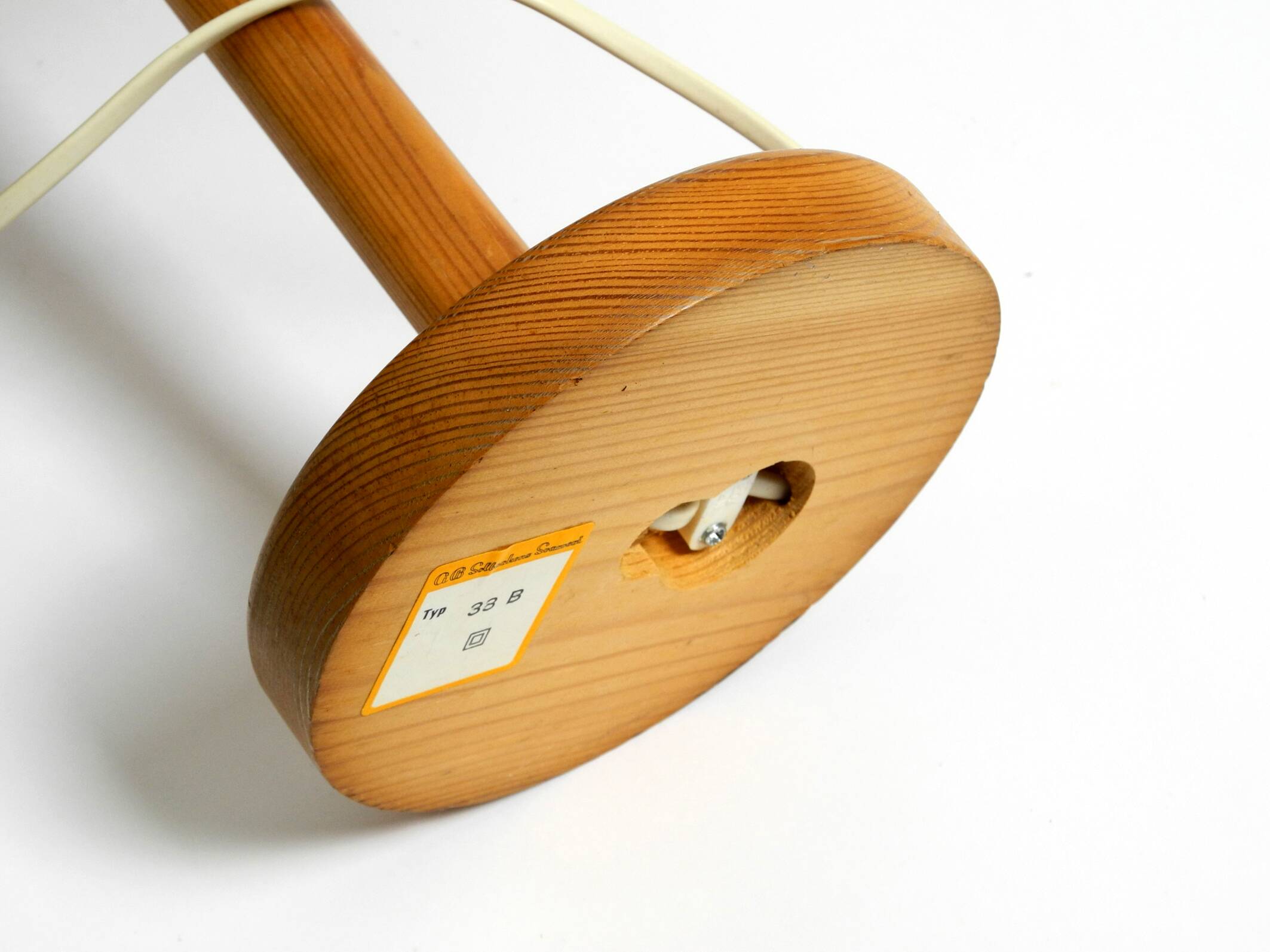 1970s Swedish pine bent veneer table lamp by GB Solbackens Svarveri