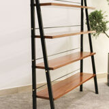 Scandinavian ladder shelves in teak and iron, Italy 50s