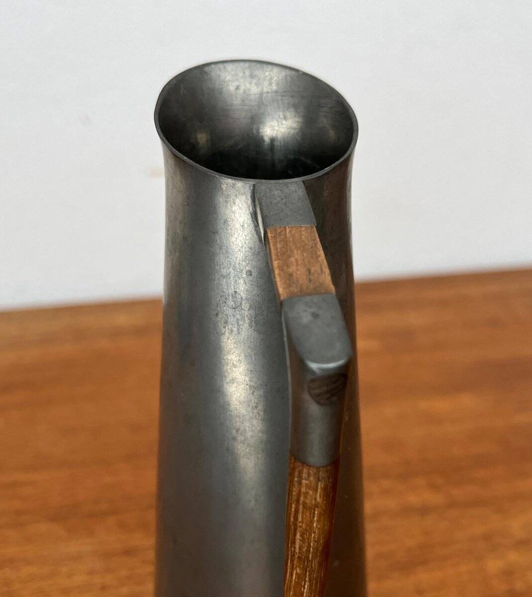 Mid-Century Pewter Carafe Vase with Teak Handle by K.M.D. Tiel Royal Holland Pewter, 1960s