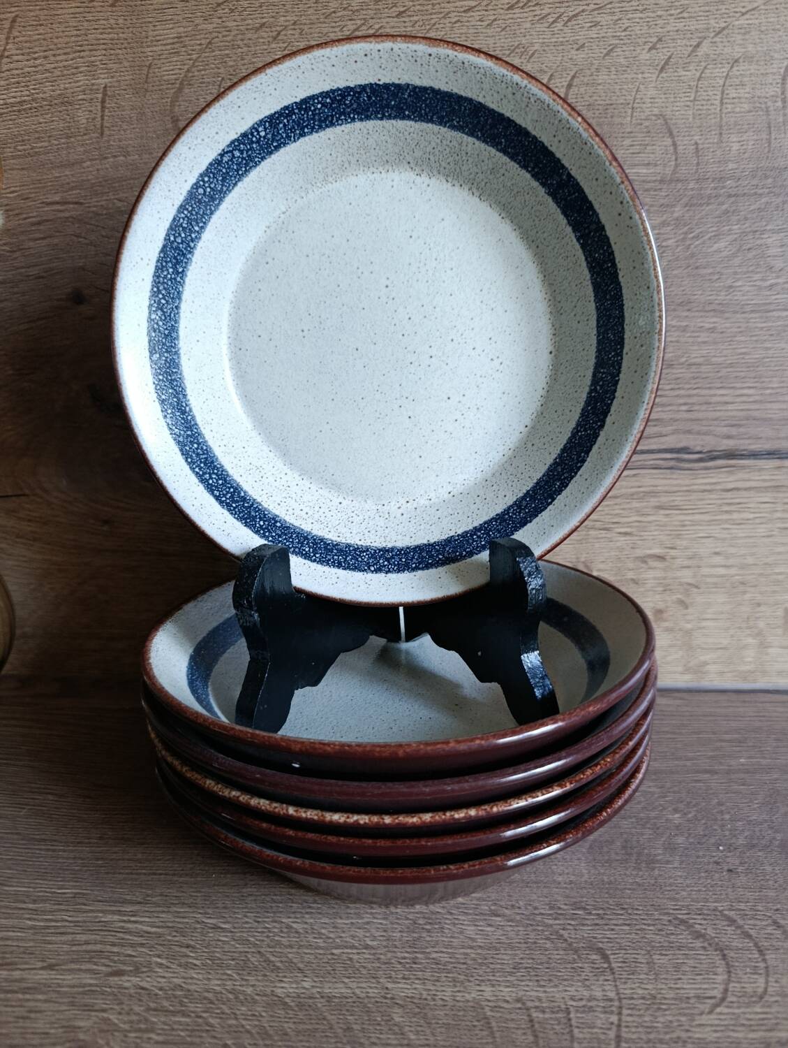 6 ceramic deep plates from the 1960s by MBFA Pornic, model Gobi.