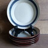 6 ceramic deep plates from the 1960s by MBFA Pornic, model Gobi.