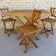 Table and its 3 folding wooden chairs for children, 50s, compactable