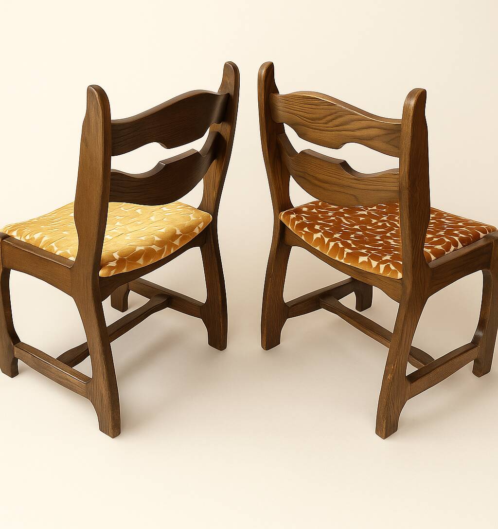 6 Guillerme et Chambron upholstered chairs. Lorraine model
