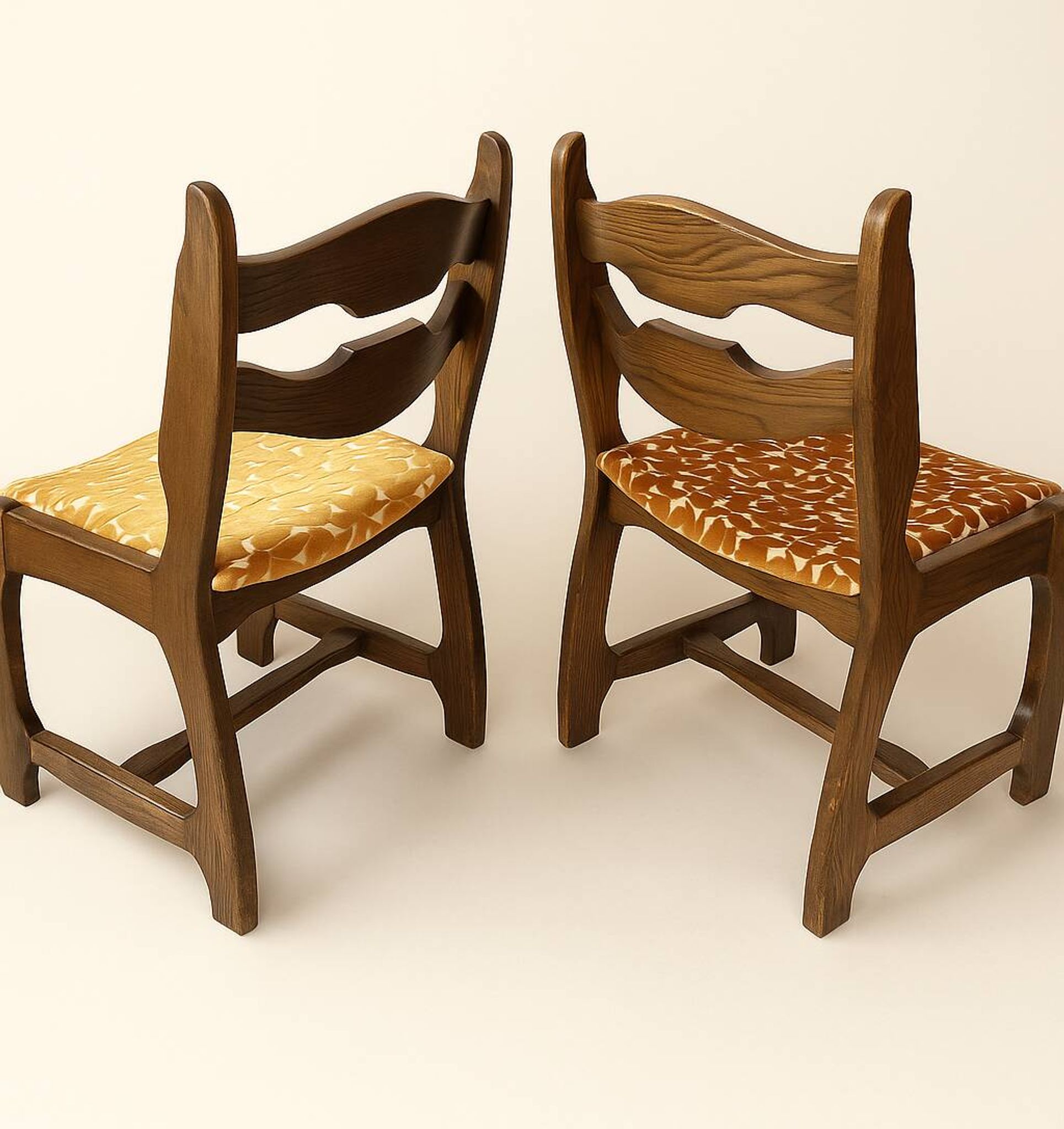 6 Guillerme et Chambron upholstered chairs. Lorraine model
